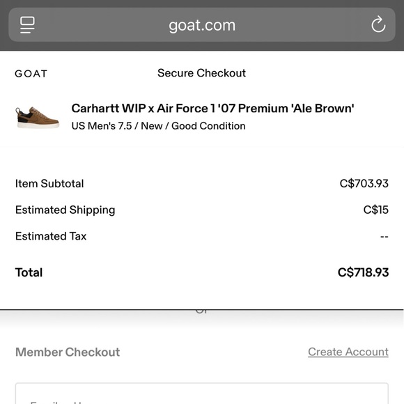 🦆Carhartt x Nike Air Force 1 '07 PRM WIP - Ale Brown/Sail Men’s 7 Wmns 8.5 🦆 - Picture 9 of 9